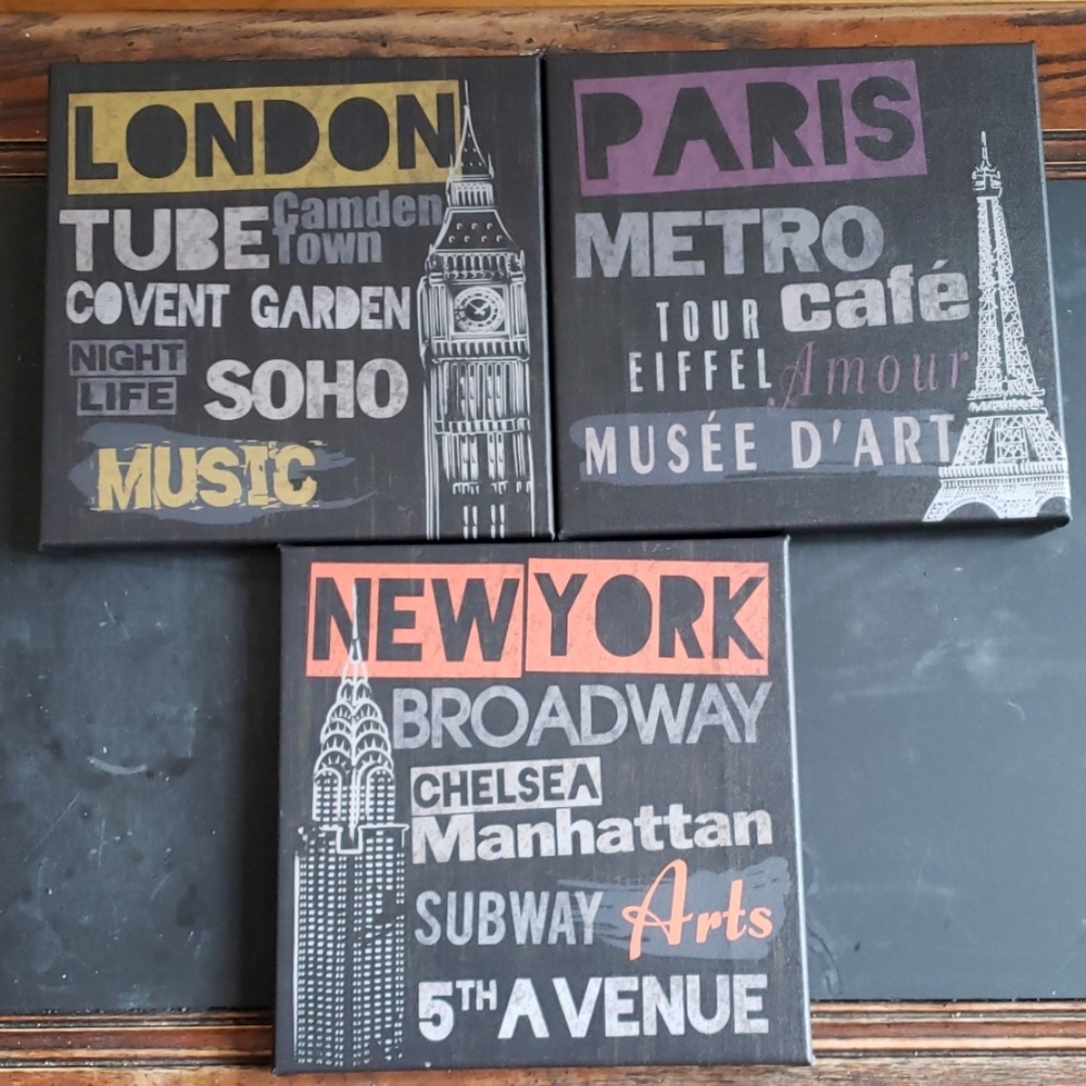 Set of 3 square city decorations
